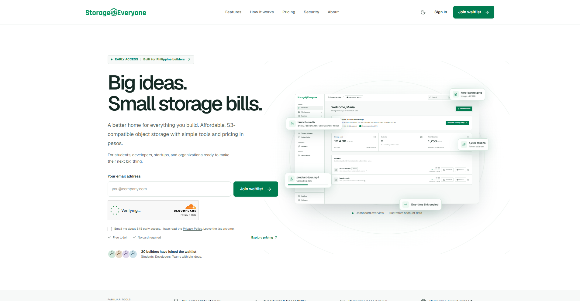 Storage4Everyone waitlist page